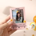 Pink acrylic Instagram style photocard stand with heart icons for 3-inch photos - Single Frame Pink + 10 Emojis / Pink