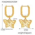 Orecchini pendenti a farfalla in acciaio inossidabile dorato con texture smalto - Orecchini a Farfalla Bianca Oro (F1662) / Oro