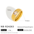 Detail showing 18mm inner diameter and 7.5g weight of gold stainless steel ring - US 6 / Wide Rectangular Style (NB-R24263)