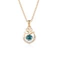 Elegant rose gold S925 silver necklace featuring a double swan heart blue gemstone pendant - 925 Silver / Green Moissanite Rose Gold (FDTD-022)