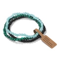 Three-piece stretch bracelet set with 4mm natural malachite, black and mint green stone beads - FK1773-Malachite/Agate/Aquamarine Set