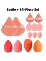 14-delige make-up spons set met verloop blending eieren en zachte poederdonsjes - Pot + 14-delige set / Oranje