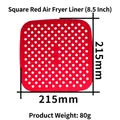 Alfombrilla de silicona roja cuadrada para freidora de aire 215mm perforada - Cuadrado Rojo (8.5 pulgadas)