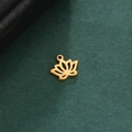 Detailed close-up of golden stainless steel lotus flower pendant on a dark texture - Seven-Petal Lotus Style / Gold