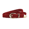 Ceinture tressée fine pour femme rouge vif avec boucle dorée élégante et embout métal - Rouge / 108cm x 1.5cm