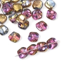 Handmade iridescent glass square beads in purple and gold metallic for DIY bracelets - Gradient Multicolor 6