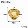 Exquisite gold heart pendant with sunburst texture for DIY jewelry making and necklaces - Gold Sunburst Thick Heart (BP43675DW0)