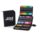 80-color dual brush pen set in a black portable fabric zipper bag with professional finish - Black Barrel 80 Colors CD Case