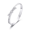 Bracciale in acciaio inossidabile argento con zirconi e design a fiocco - Color Acciaio