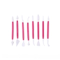 Detailed set of 8 pink and white cake fondant sculpting tools for baking and DIY - 8-Piece Set (OPP Bag) / Rose Red
