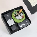 Green crystal aromatherapy stone gift box with white quartz and natural elements - Valley Bluebell (Green Gift Box)