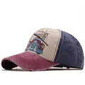 Berretto da baseball Istanbul vintage in cotone lavato con design patchwork retrò - Regolabile / Borgogna