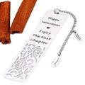 Stainless steel retirement bookmark with feather charm and 2025 year tag engraving - A36-Feather Charm Happy Retirement