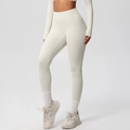 Leggings da yoga a vita alta bianco crema da donna in stile sportivo moderno - Taglia S / Parte inferiore (7100) / Avorio chiaro