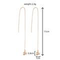 Pink crystal cherry earrings with gold tassel chain and green leaf zircon details - NE1041 Cherry