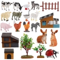 Set giocattolo animali della fattoria con recinzioni e alberi per plastico di sabbia - Set Scena Animale (0.27kg)