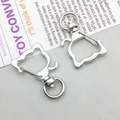 Silver cat-shaped metal lobster clasp keychain with rotating base for DIY jewelry - Cat Head (12828)