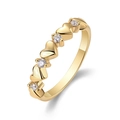 Golden heart-shaped S925 silver ring with sparkling white stones from a 45-degree angle - US Size 9 / Moissanite 2.0mm*4pcs