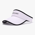 White sun visor hat with black trim and MENGLANDI embroidery for women - Purple