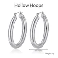 Polished silver hollow hoop earrings with 4cm diameter and lightweight 9g design - 4*40mm (Steel Color)