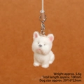White flocked puppy charm with silver lobster clasp and woven lanyard for phone bags - Westie
