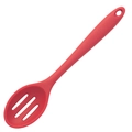Single piece red silicone slotted spoon with integrated design for kitchen cooking - Slotted Spoon / Red