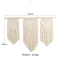 Handwoven bohemian wall tapestry made of natural cotton rope with tassels on wood rod - Three-Eye Waterfall Decor