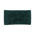 Soft nylon baby headband with a large dark green knit cotton bow detail - Dark Green