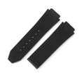 Genuine leather and rubber hybrid watch strap in black with contrast stitching - 19x26mm / Suede Style (No Buckle) / Black