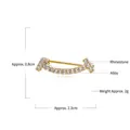 Elegant alloy T-smile brooch with white rhinestones in a refined minimalist design - Smile Curve Gold (QT0033)