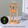Bamboo hourglass timer with 10-minute orange sand and luminous night glow feature - Glow in the Dark / Orange / 10 Minutes