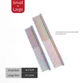 Rainbow-plated stainless steel pet combs in two sizes for dog and cat grooming - Rainbow