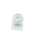 Single white silicone ear model on clear acrylic arched stand for piercing practice - White (Right Ear) With Stand