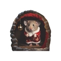 Detail view of 3D Christmas mouse wall sticker with festive robe and gold ball - SD35/Mouse in Red Robe with Gold Ball
