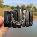 8cm Böhmische Haarklammer mit schwarzem Mondkristall für elegante Party-Frisuren-Styling - Obsidian + Mond