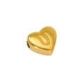 Golden heart pendant necklace with embossed letter U in 18K stainless steel - Letter U / Steel