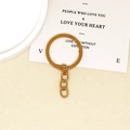 Gold lobster clasp keychain ring with small metal chain on a white card - Keychain Ring with 4 Links / Gold