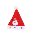 Bonnet de Père Noël en peluche avec Père Noël 3D et flocons à paillettes LED - Autocollant lumineux Père Noël / Rouge/Blanc