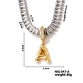 Detailed size chart of gold letter A necklace with cubic zirconia chain measuring 40+5cm - Letter A Shape Style (N01047-A)