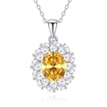 Collana in argento 925 con ciondolo girasole in pietra gialla per le donne - Stile Giallo Oca (FDDZ-046-鹅黄色) / Argento 925