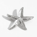 Polished silver starfish brooch with textured surface finish for beach vacation style - Textured Starfish Style (KX004) / Silver