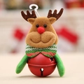 Cute reindeer plush ornament with red metal bell for Christmas tree decoration - Elk / Colorful