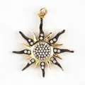 North star pendant with sunburst design in gold and black finish with white crystals - L24 Gold Plated 1Pc