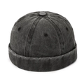 Gorro docker de mezclilla gris oscuro para hombre estilo retro street con ojales transpirables - Negro