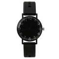 Minimalist black silicone quartz watch with unique white graffiti numbers on dial - Black