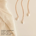 Collier en acier inoxydable or rose avec perle d'eau douce baroque, chaîne ajustable 42+8 cm - Or rose