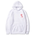 Sudadera blanca con capucha, estampado de rosa y texto People Are Poison en la manga - S / Blanco 344