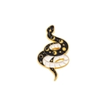 Spilla a serpente in smalto nero con fasi lunari dorate e stelle su sfondo bianco - Stile Serpente Fasi Lunari (XZ5412)
