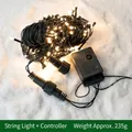 Warm white LED Christmas string lights with black 8-mode controller and 235g bundle - Warm White LED String Light Set With 8-Mode Controller