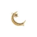 Golden crescent moon and star connector pendant with black stones for DIY jewelry - Gold Crescent Star with Black Zirconia (L0483-A)